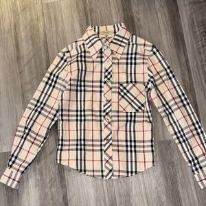 Burberry London girls medium long sleeve plaid button down dress shirt